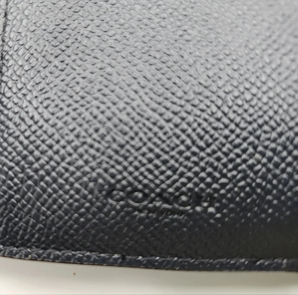 Coach Electric Blue Crossgrain Leather Wallet Tri Fold - Picture 4 of 6